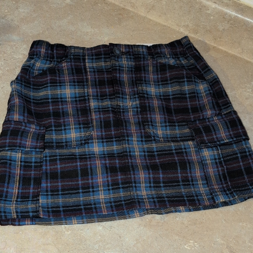 Plaid Mini Skirt in Blue and Black